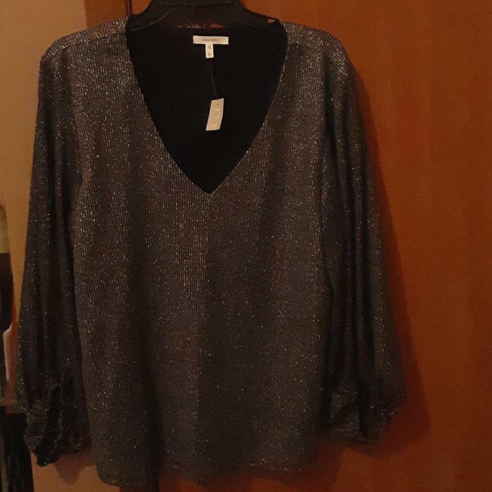 black and silver shimmering top